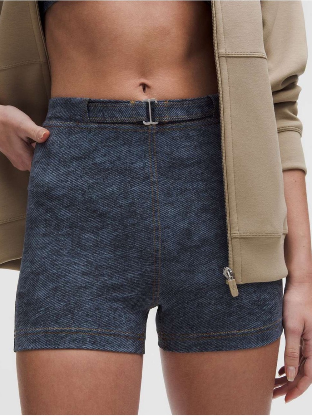 Lululemon Everlux Denim-Print Short 3” Stone Twill Club Blue Multi Size 2